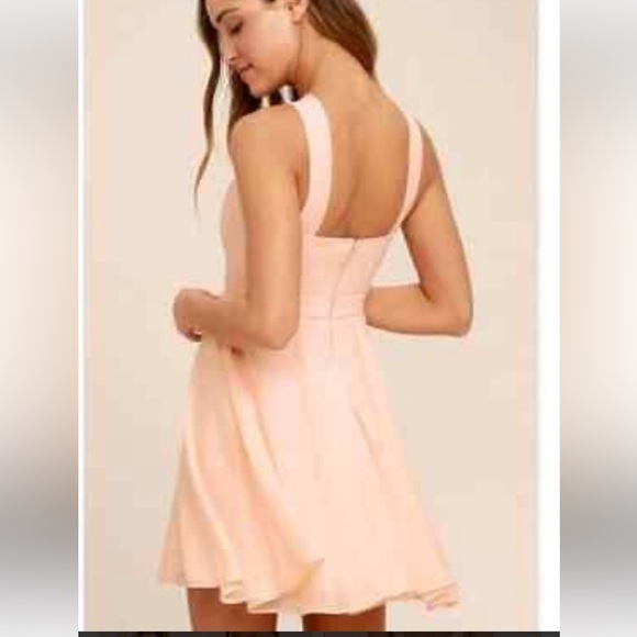 Lulu’s Forevermore Skater Lined Dress-Peach - Picture 1 of 6